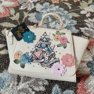 #62 NWT Harry Potter Deathly Hallow Logo 3D Floral Tattoo Handbag Bag Purse Tote